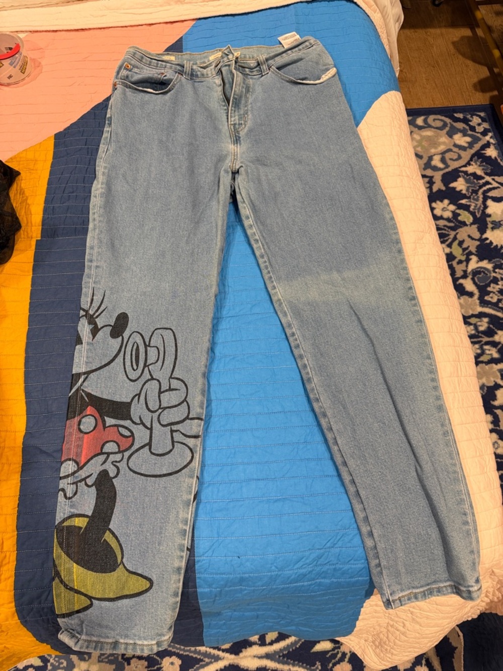 Levi's Light Blue High Rise Jeans with Mickey Mouse Graphic
